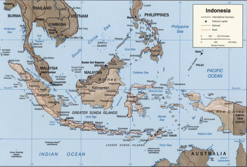 The five large islands of Indonesia 