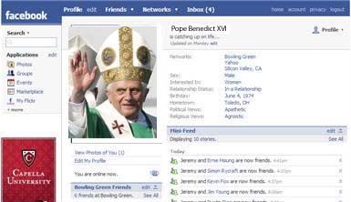 Pope Benedict Facebook Page