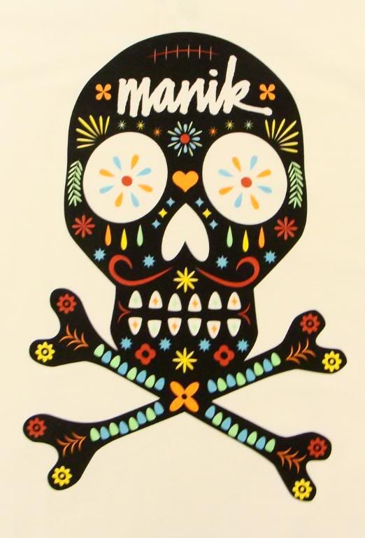 This is a mix between the traditional Mexican image of candy skulls and 