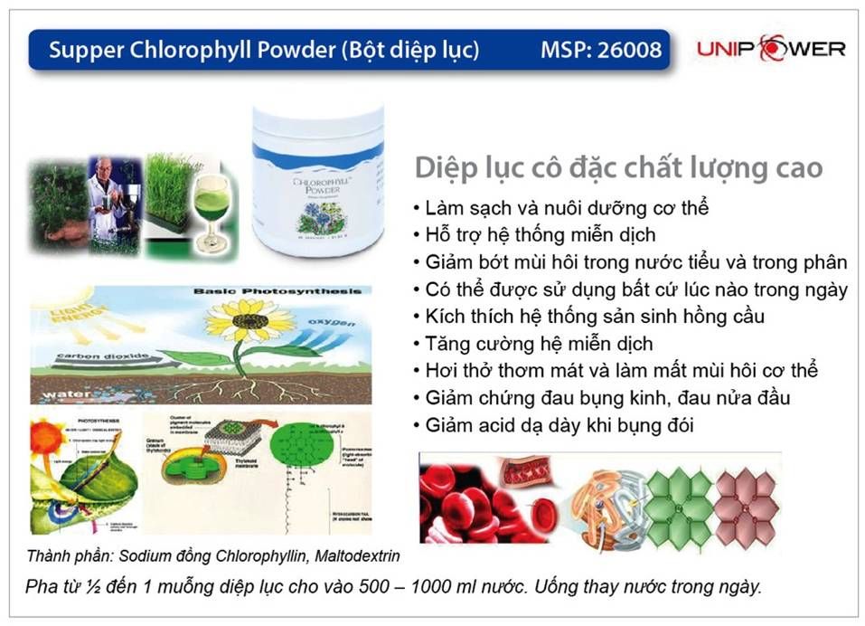 Diệp lục Super Chlorophyll tăng đào thải các chất cặn bã ra ngoài cơ thể, hạn chế lão hóa