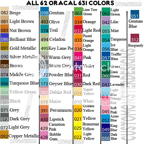 Oracal 631 Color Chart